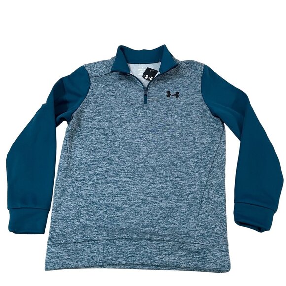 Under Armour Mens Loose Fit 1/4 Zip Pullover Sweatshirt Blue & Gray Size Small - Picture 1 of 5